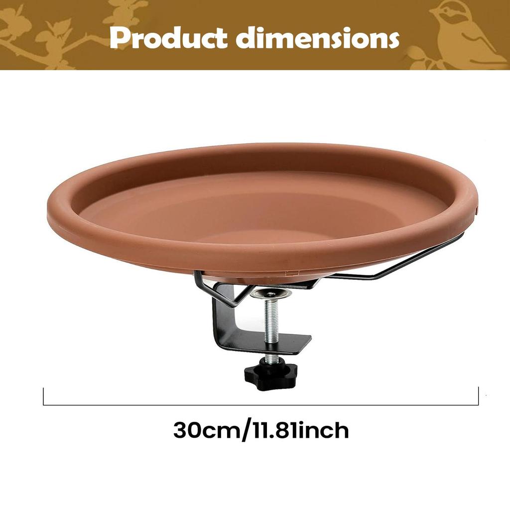 Adjustable Deck Railing Bird Bath Plastic Removable Bird Bath Feeder Deck Mounted Bird Bath for Garden Feeder Accessories