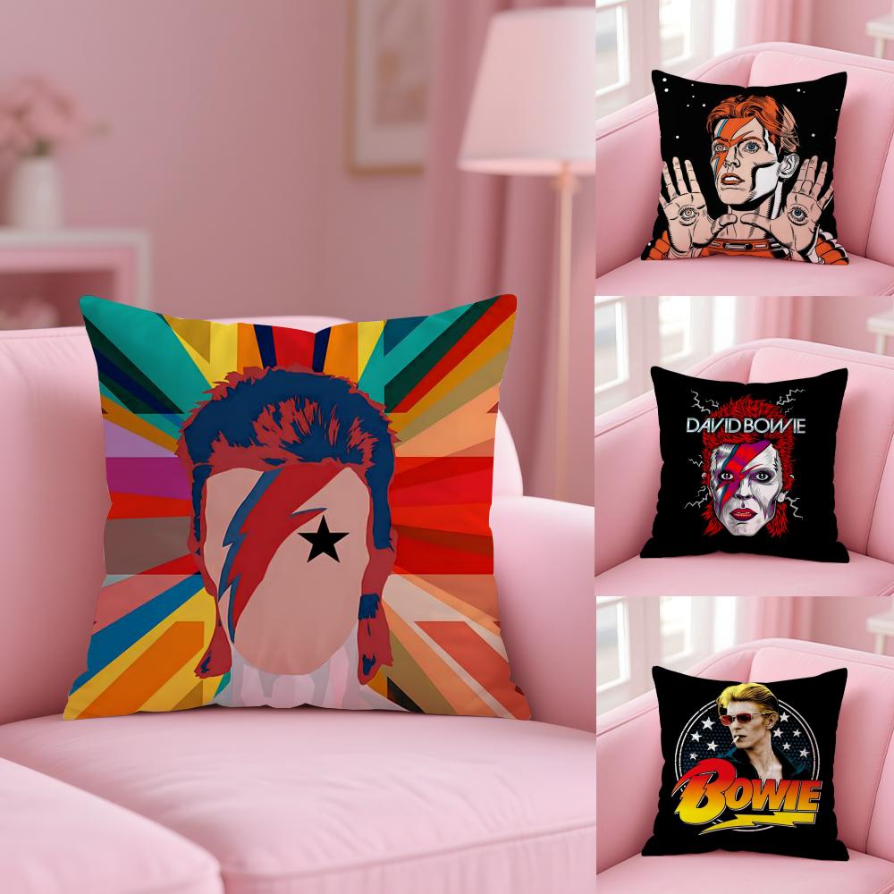 David B-Bowie Cushion Cover Short Plush Double-Sided Printing Home Machine Washable In Warm Winter Pillow Case