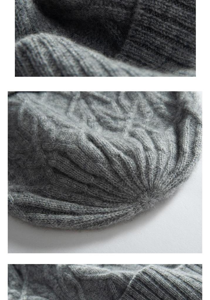 2025 Autumn/Winter Women's Cashmere Knitted Turban Hat - Classic, Warm, Windproof, Versatile, Slimming Design.