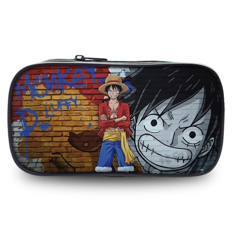 Cartoon Anime One Piece Luffy Zoro Sanji Marco Ace Sabo Pencil Case Stationery Box Students School Pen Bag Bags Gifts