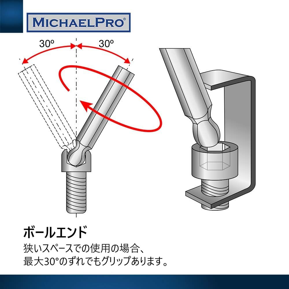 MichaelPro MP001044 Allen Key Set Ball Head Allen Key Set with Handle Hex Wrench Set with Practical Storage Stand 8-Piece – Double-Sided – (Metric)