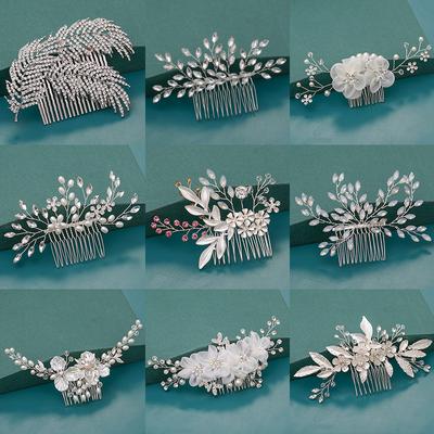 Braut Haarkämme Haaraccessoires Hochzeit Braut Kopfschmuck Silberfarbe Handgefertigt Kristall Perle Hochzeitsornamente Haarschmuck