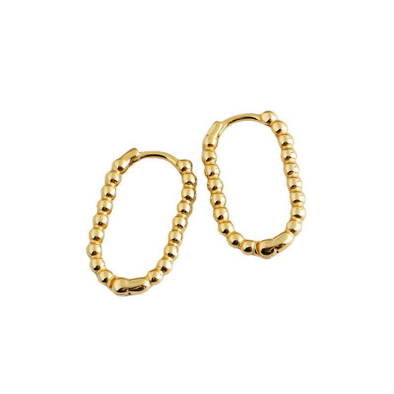 ANENJERY Chain Shaped Oval Hoop Earrings For Women Men Simple Geometric French Earrings Wholesale