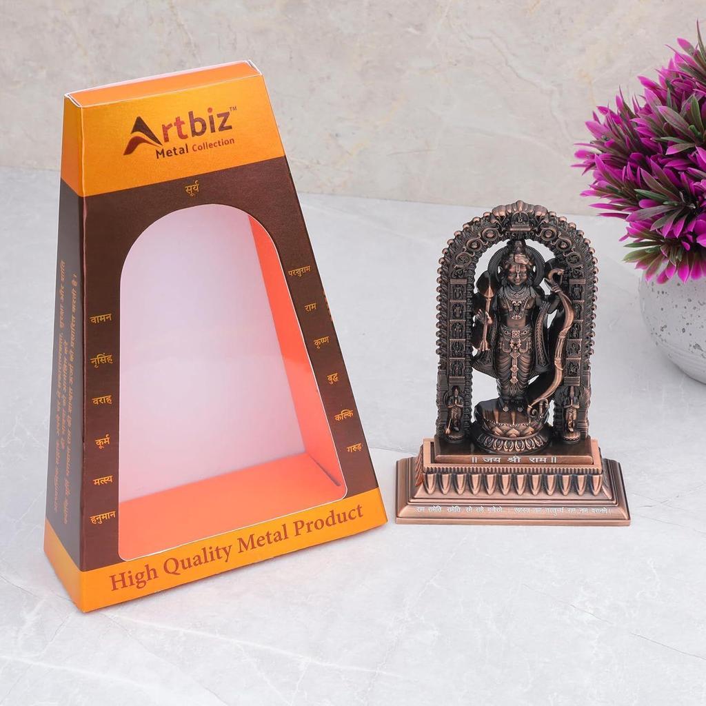 Artbiz Metallkollektion Ram Lalla Murti | 6 Zoll Kupfer Lord Ram Idol für Heimtempel | Ayodhya Shri Ram Statue