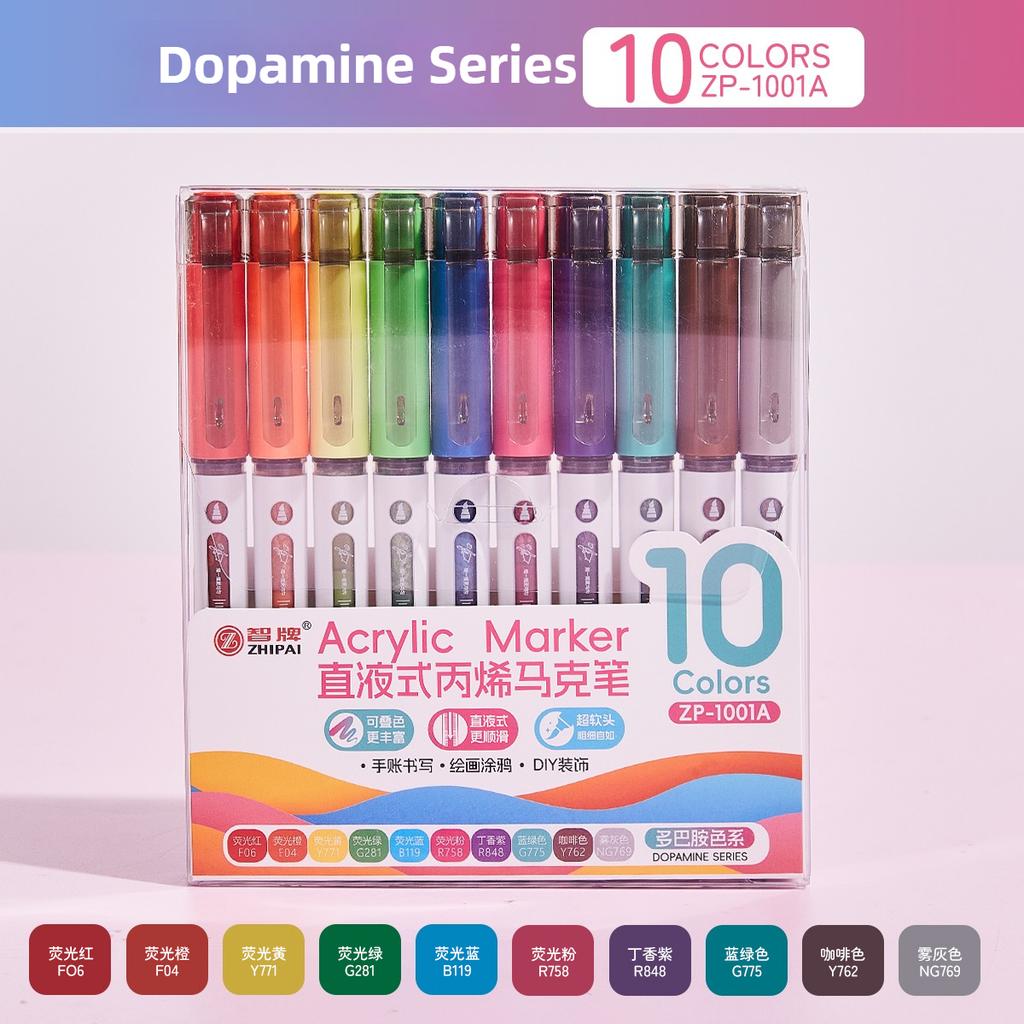 120/10 Colors Direct Liquid Acrylic Paint Pens Brush Marker for Rock Painting Stone Glass DIY Art Supplies Stationery PK LANGUO