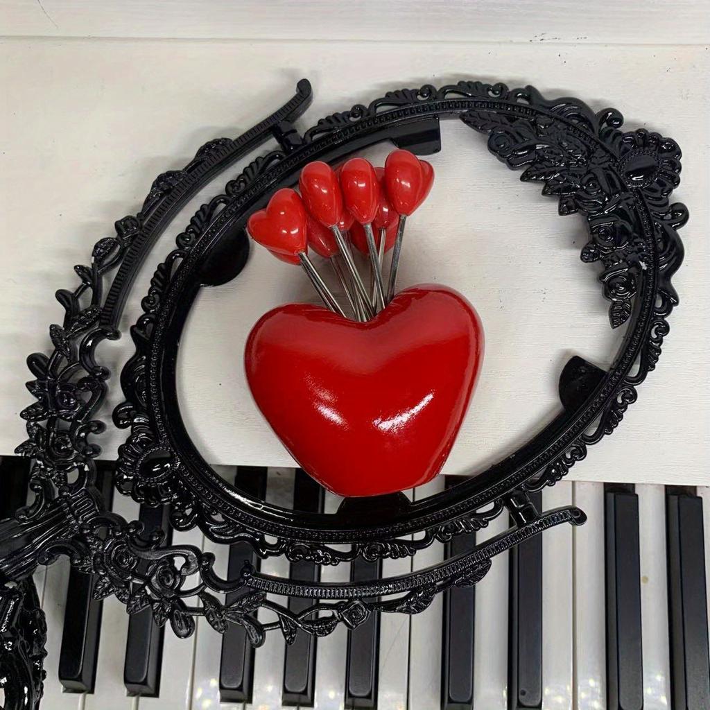11-Piece Heart-Shaped Dessert Forks Set 10 Forks With Base Stainless Steel Fruit And Cake Forks Romantic Snack Picks