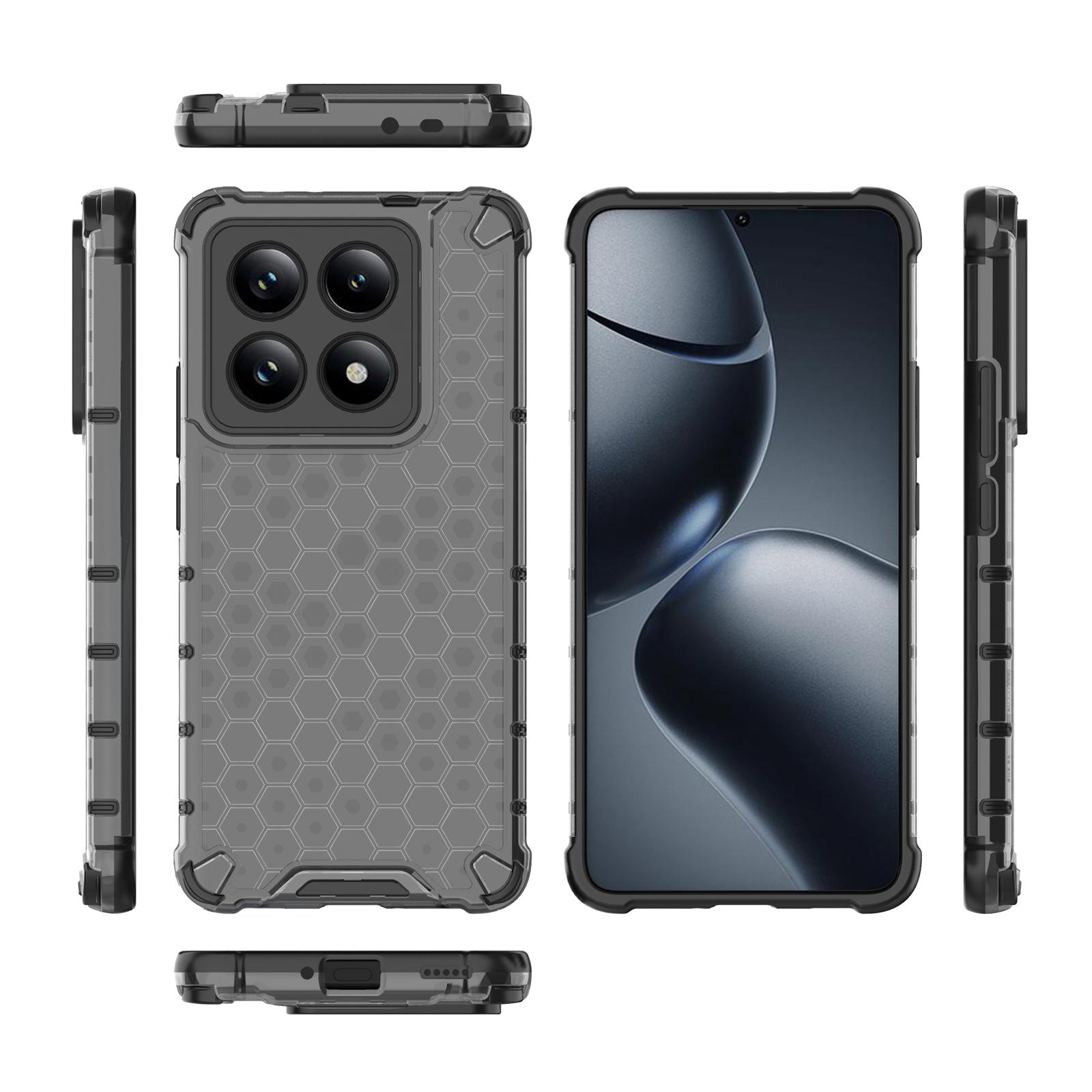 

For Xiaomi 14T Pro Case PC+TPU Phone Cover Honeycomb Shape Grey