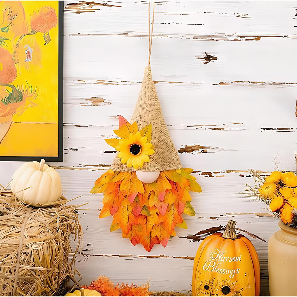 Hot! Christmas Wreath for Front Door, Lighted Gnome Christmas , Artificial Santa Xmas Hanging Sign for Door