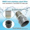 1 inch Stainless Steel Filter Cover Connected to 1 inch/DN25 Grey PVC Filter Water Pipe, Vent Cap Suction Strainers Used to Remove Debris and Reduce