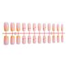 24pcs French Nail Press On Nail With Strawberry and Flower Pattern Medium Length Stick on Nail Manicure Nail Art