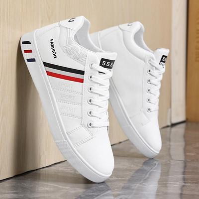 2024 Spring Men's Casual White Mid-High Skate Shoes, Extra Large Size, Trendy Breathable Sports Design