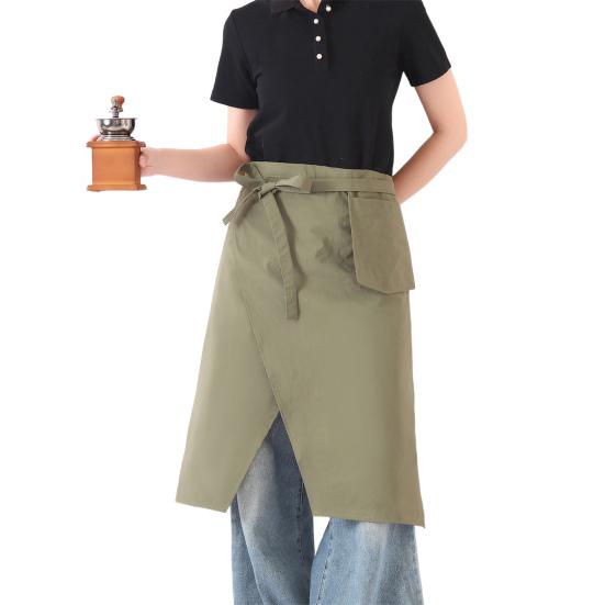 

Yousheng Splash-Proof Half Apron with Side Slits Polyester Cooking Apron Oil And Water-resistant Apron for Restaurant & Kitchen Work зелёный