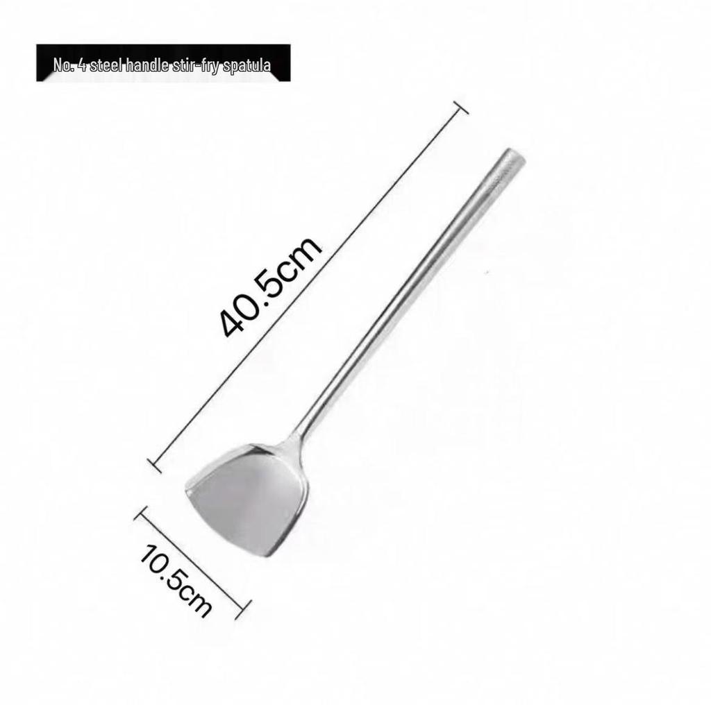 Chef's Long Spatula & Spoon - Wooden Handle, Stainless Steel, Ideal for Stir-Fry & Soup, Thickened for Durability, Perfect Kitchen Tool