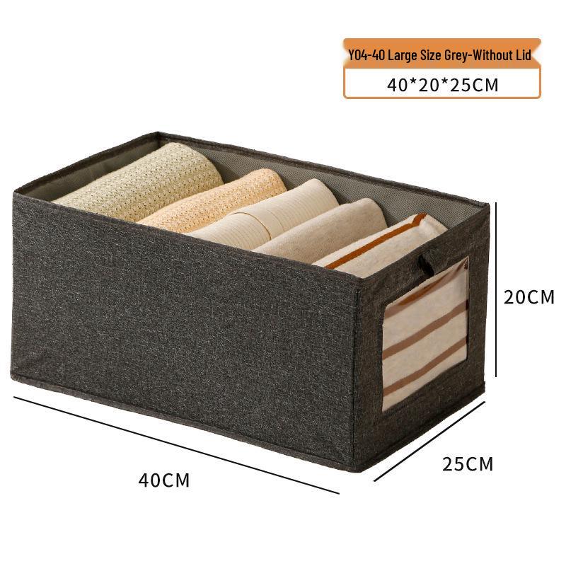 Cotton & Linen Foldable Storage Box with Window for Clothes