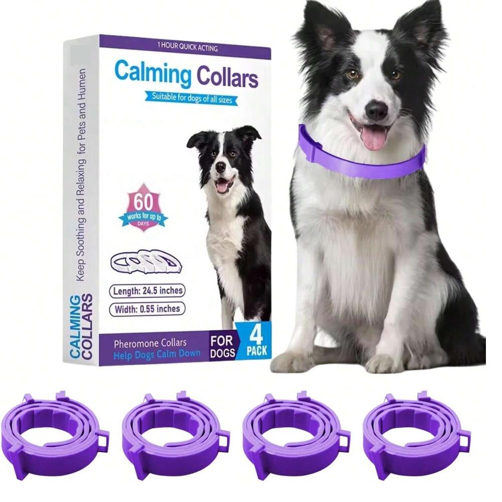 

Calming Collar for Dogs 4 Packs Dog Pheromone Collars Relief Anxiety Stress Separation and Bad Behavior Pheromones Calm Lasts 60 Days, 25 Adjustable
