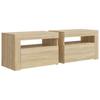 Vidaxl Szafki Nocne Z Led, 2 Szt., Dąb Sonoma, 60X35X40 Cm