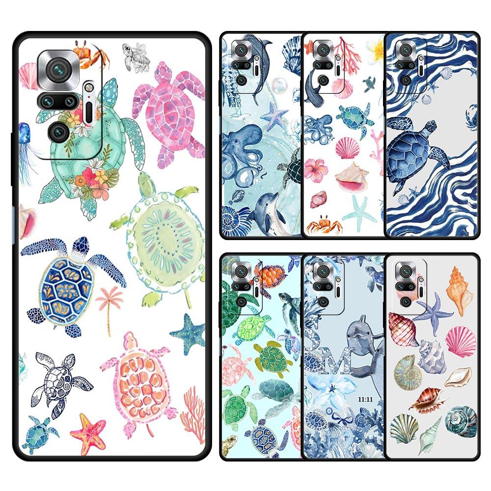 Phone Case For Xiaomi Redmi Note 14 13 12 Pro Plus 5G 9S 9 10 11 4G 14C 13C 12C 10C 9C 9A Soft Cover Ocean Life Theme