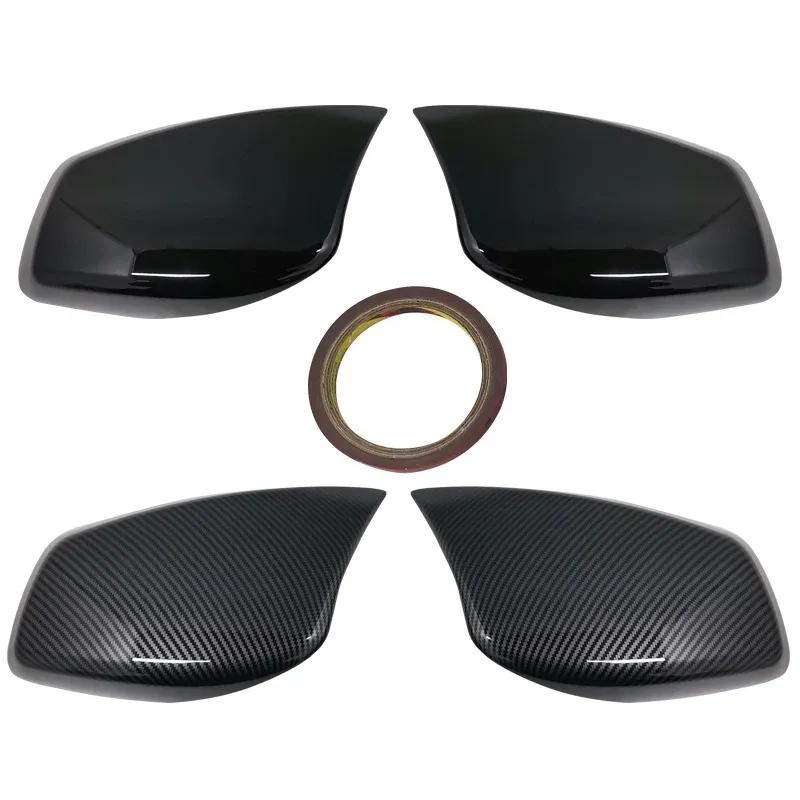 For BMW 5 Series E60 E61 E63 E64 2004-2008 520i 525i 528i 528xi 530i Rearview Mirror Cover Cap Carbon Fiber Glossy Black