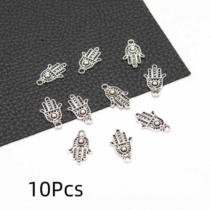 10Pcs Retro Alloy Fatima Palm Eye of Evil Connectors Clasps Charms for Necklace Bracelet Making DIY Jewelry Accessory Finding