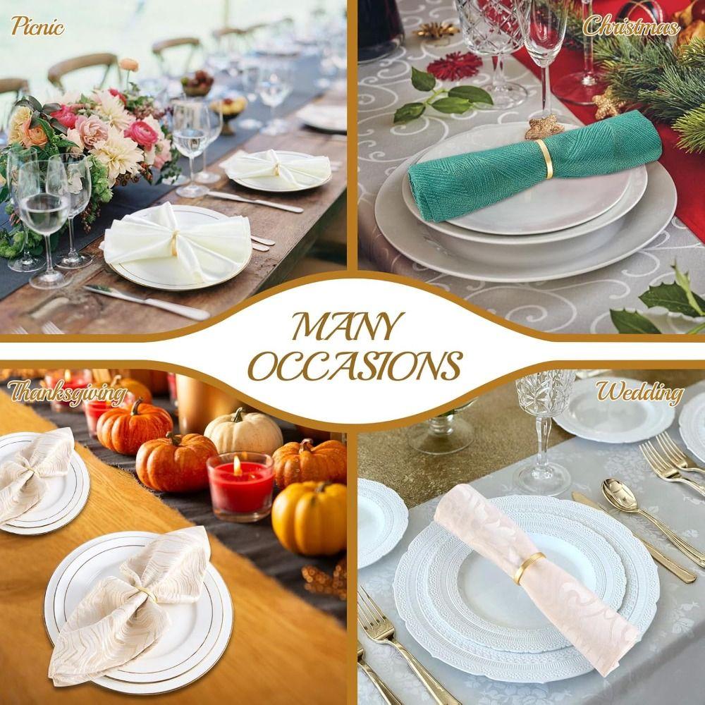 Roundness Gold Rose Gold Metal Napkin Holder Napkin Rings  for Wedding Banquet Valentines Easter