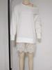 Women's Off Shoulder Loose Knit Sweater with Lace Dress and White Over Knee Boots