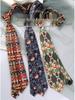 Retro Hong Kong Tie: Literary Casual Style with Animal & Floral Patterns for Men & Women