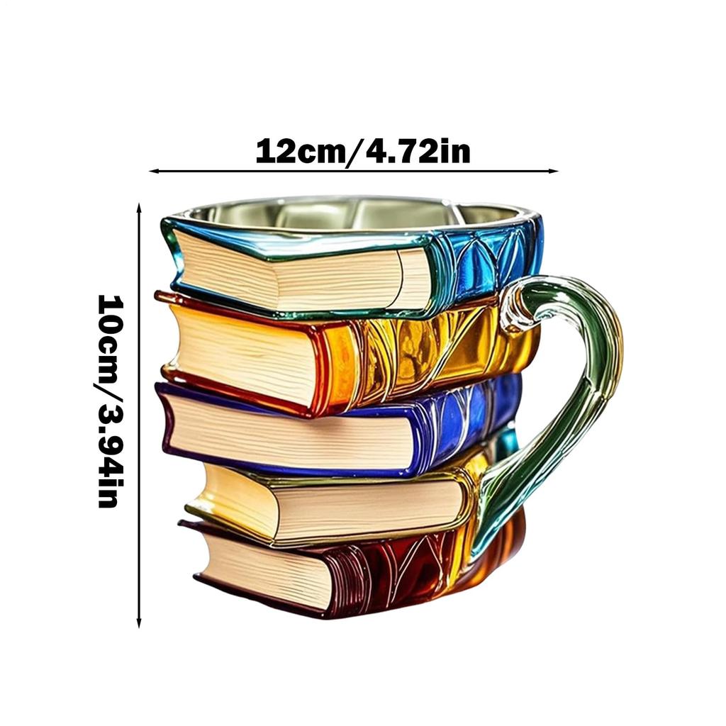 11oz Resin 3d Painted Books Coffee Mug Unique Handmade Drink Cup Creative Book-Shaped Drinkware Colorful Novelty Mugs Gifts