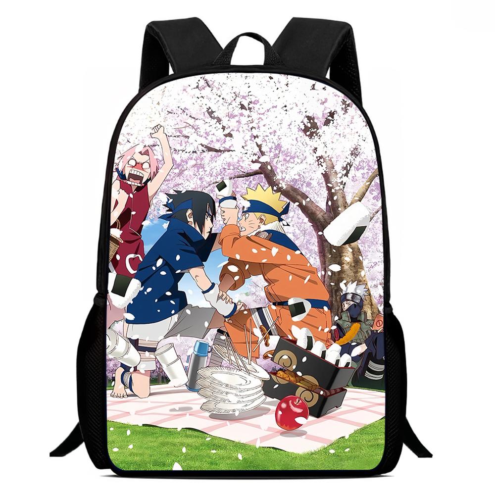 NARUTO Anime 15in Mochila Backpack with Adjustable Shoulder Straps, Kids Daily Lightweight School Bag for Boys & Girls Age 6-10