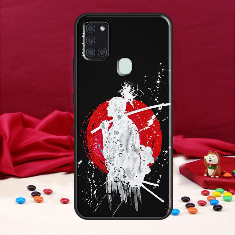 Japanischer Bushido Samurai-Fall für Samsung Galaxy A34 A54 A14 A12 A22 A32 A52 A51 A71 A50 A53 A73 A13 Rückseite