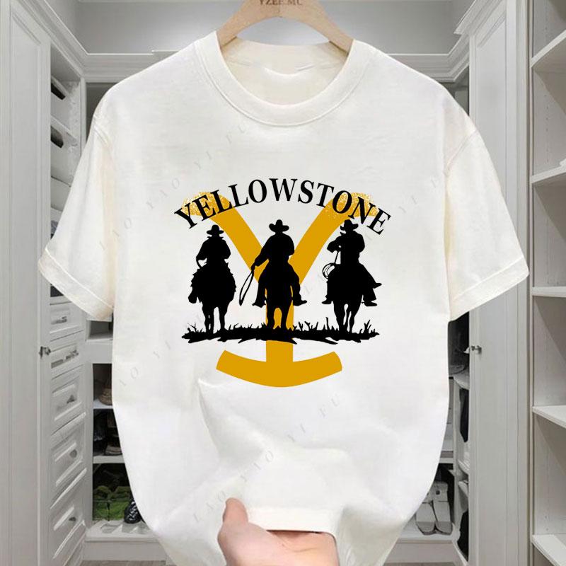 Camiseta T Shirt for Unisex Women Casual Funny Clothes Yellowstone Dutton Ranch Rip Rideing Horseback Short Sleeve Graphic T Shirts