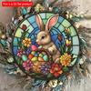 2D Flat 20cm Easter Eggs Flowers Wooden Wall Hanging Decor - Festival Universal Holiday Wooden Pendant, Home Decoration, Welcome Sign Party Decor Wood