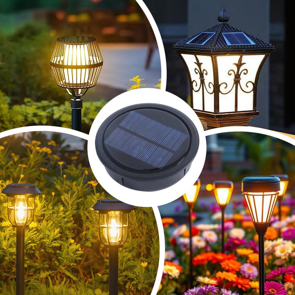 Solar Cap Replacements LED Warm Lighting Garden Decor Solar Panel For Outdoor Lights For Outdoor Patio Deck Fence Lawn Yard
