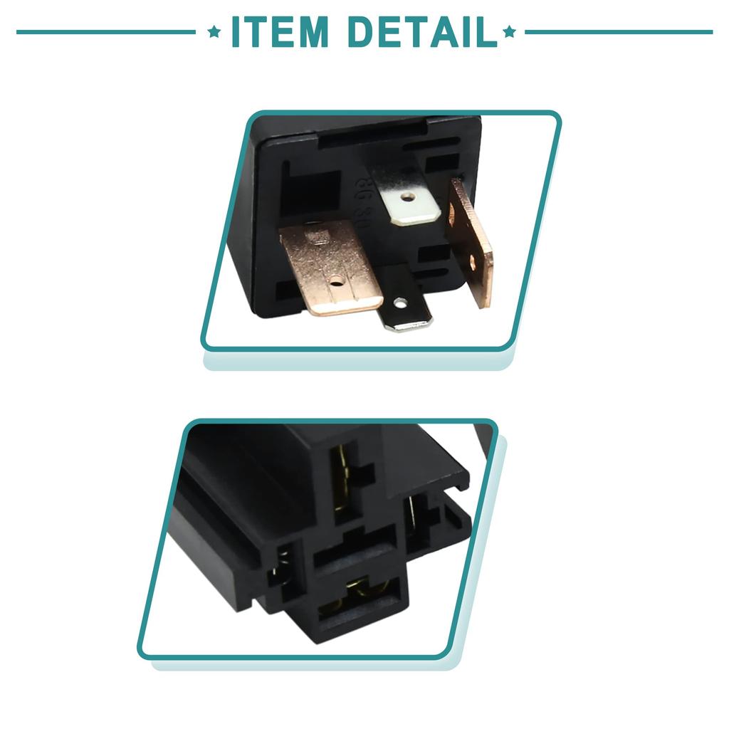 ACROPIX Car Relay 4 Pin 80A Universal Car Vehicle Motor with Fuse Relay Harness Black 1 Pack