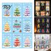 Holiday Window Decorations 9Pcs Macaron Christmas Tree Static Clings, Snowflake Gift Home Art Glass Stickers, Reusable Decals for Shop Decoration
