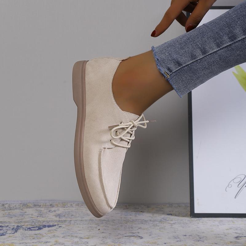 Suede Lace-Up Flats Casual Shoes Fashion Walking Shoes Mujer Size 43 Comfortable Non-slip Autumn 2024 women's Vulcanized Shoes