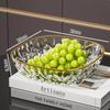 Gold Rim Crystal Fruit Bowl Diamond Cut Texture Shatter Resistant Food Safe Dish for Wedding Party Home Decor Use