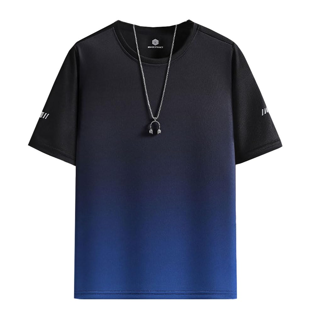 Anzn Short Sleeve Summer Oversized Gradient Running Loose Round Plus Sizes and Fall Men's T-Shirt, Sportswear, Tee, Print, Casual, Wear, Fit, Stylish,
