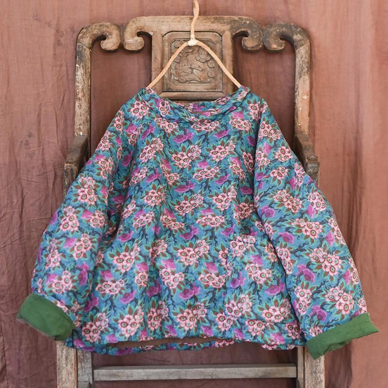 

Johnature женские винтажные парки с цветочным принтом весенние пальто пуловеры с длинными рукавами одежда женские парки в китайском стиле One Size синий