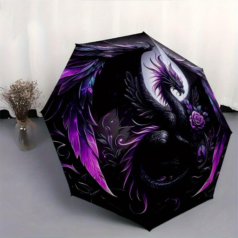 1pc Purple and Black Dragon Automatic Open/CloseUmbrella,Compact Umbrella for Men & Women Day Gift.C061