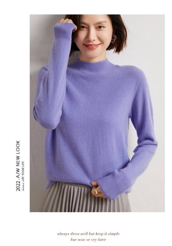 2026 Autumn/Winter Women's 100% Pure Wool Loose Knit Turtleneck Sweater Base Layer