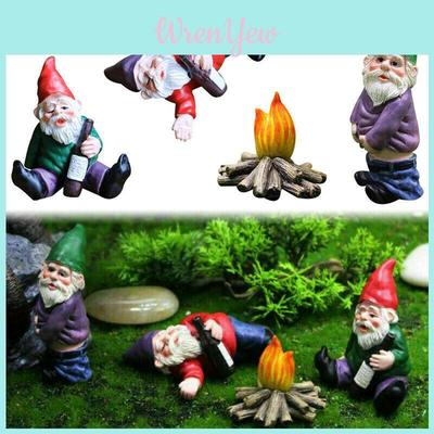 Creative Miniature Naughty Gnome Statues Set For Colorful Garden Ornamentation