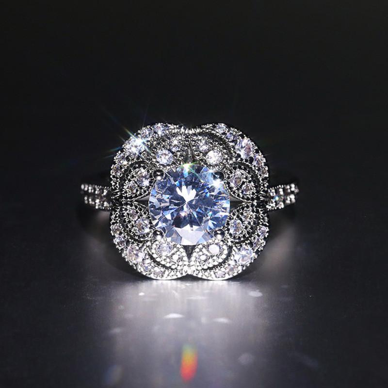 CopperWedding Ring for Women Flower Shaped Band Ceremony Party Luxury Ladies Finger Ring Fashion Jewelry Gift
