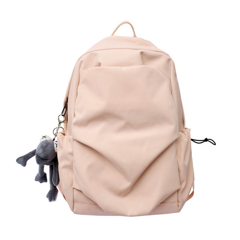 

Summer New Nylon Pleated Solid Color Backpack Fashion Street Trend Unisex Couple Backpack Single Bag розовый