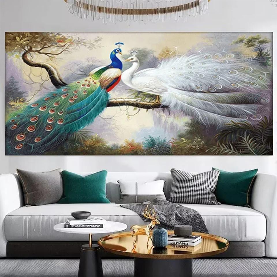 

Новая крупногабаритная 5D алмазная картина павлин красочные цветы сделай сам полная мозаика вышивка животные поделки настенное украшение