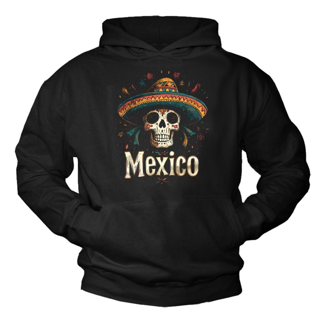 26 Pullover Mens Black Mexico Skull Skull Hooded Sweatshirt Boys- Unisex T-Shirt