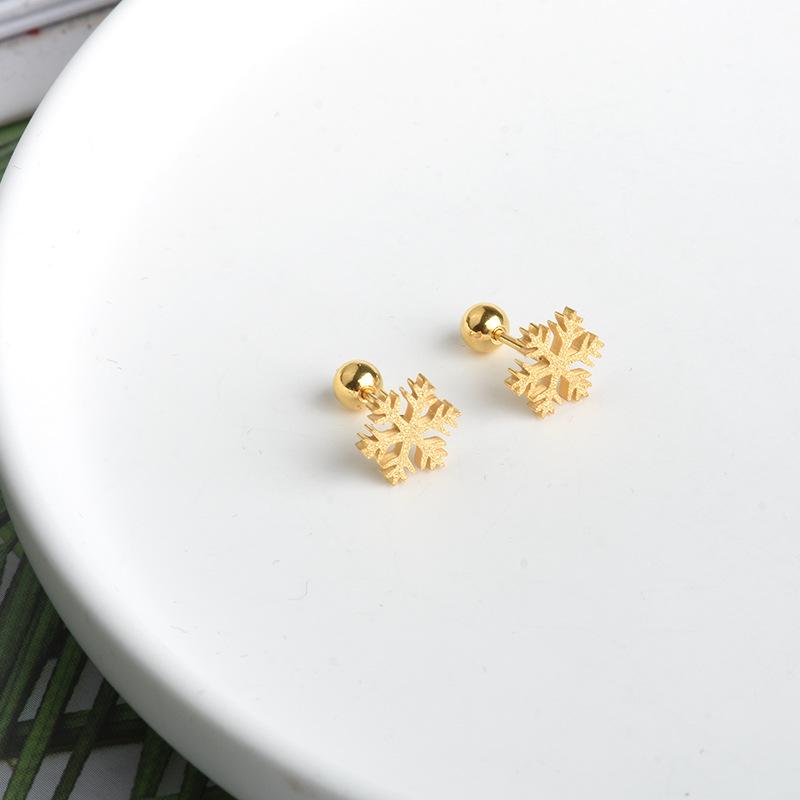Korean Fashion Clover Ear Cuffs & Snowflake Stud Earrings - Non-Fading Luxury Design