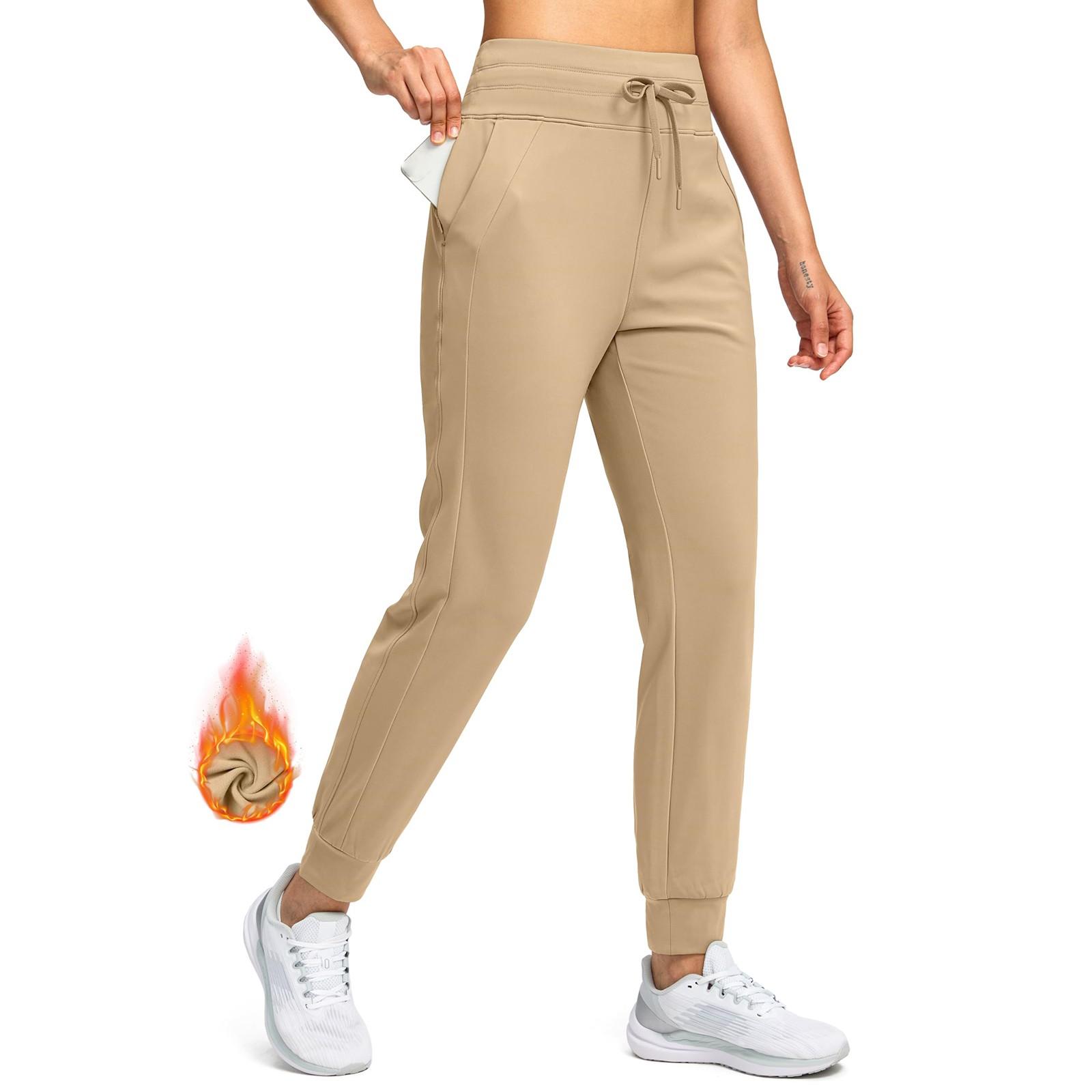 

Женские эластичные брюки с высокой талией, повседневные активные брюки с широкими штанинами и длинными брюками, брюки с карманами S хаки