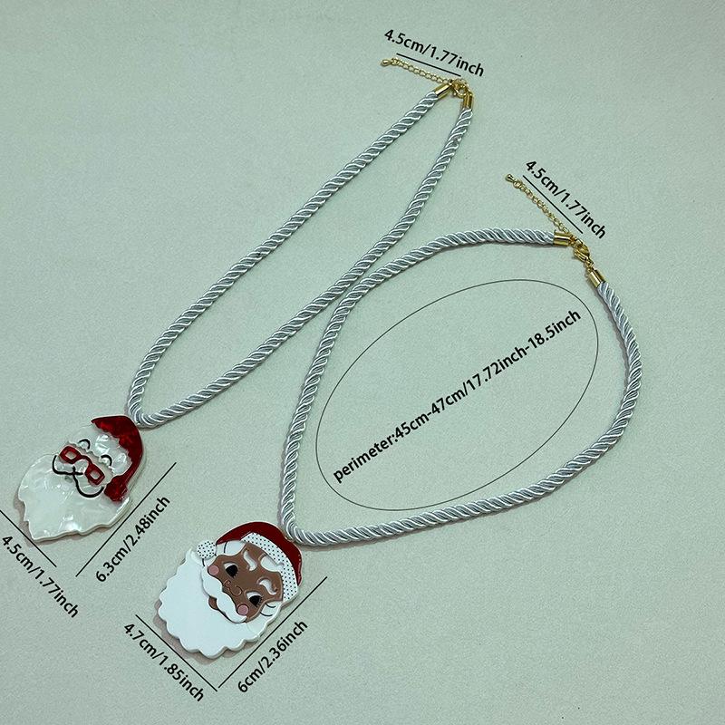 Santa Claus Necklace - Handmade Acrylic Pendant Cord, Personalized Christmas Sweater Chain