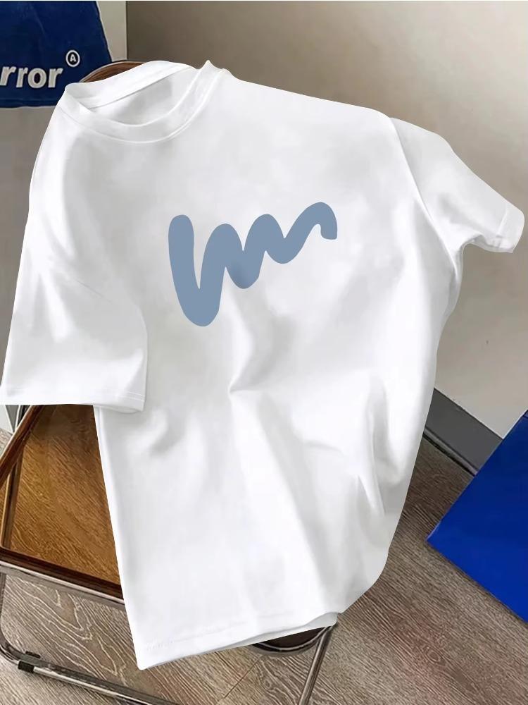 

Summer Men s 100% Polyester Comfortable Casual Loose Oversized Creative Pattern Printed Sports Round Neck Short Sleeved T-shirt S разноцветный