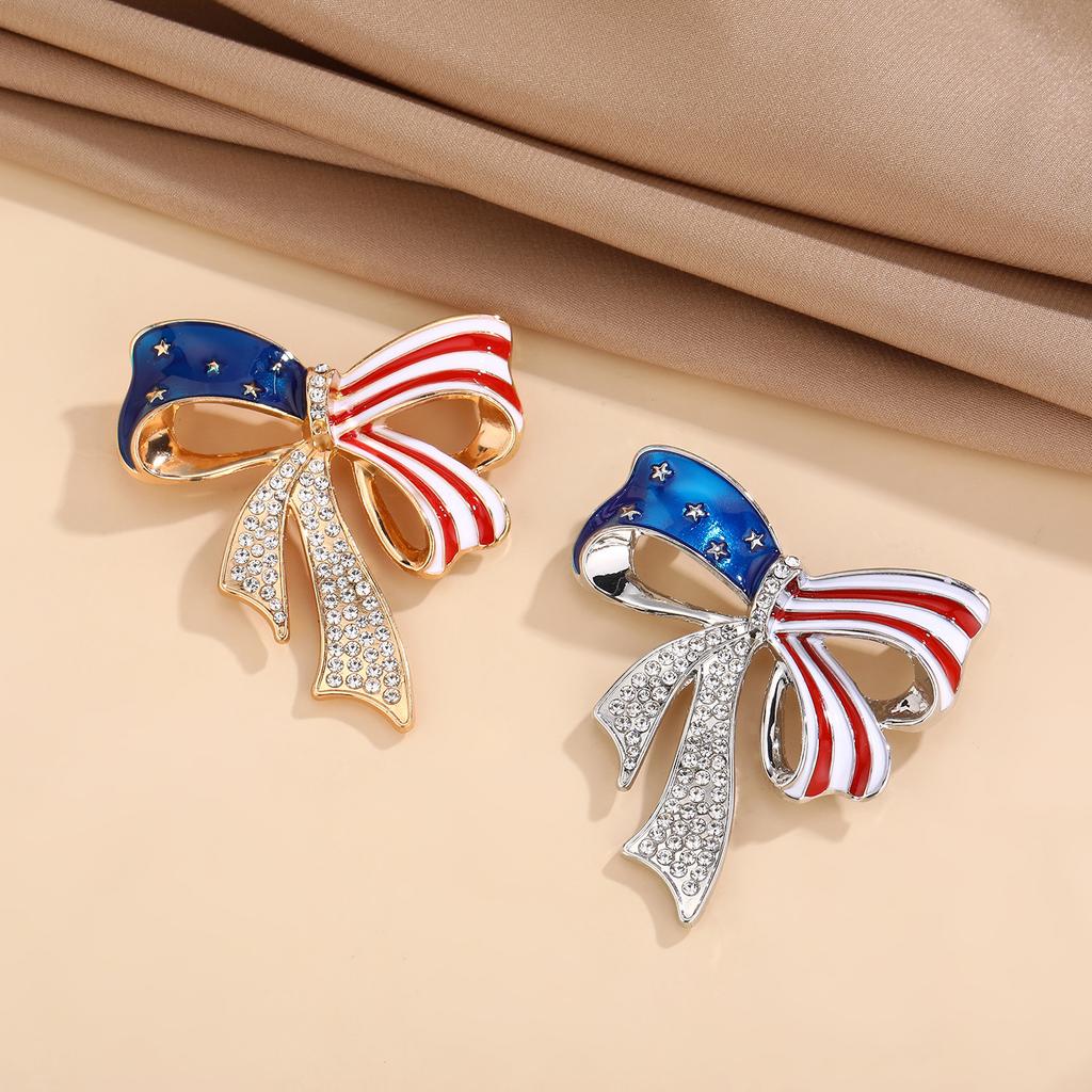 Bow brooch, high-end and niche, American flag chest flower, clothing decoration accessories